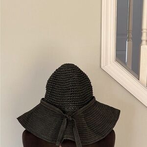 Black Wide Brim Straw Hat